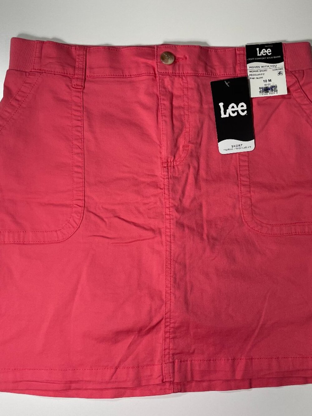 NWT Lee Women’s Pink Midrise Skort Size 10 Medium Regular Fit Cotton Spandex